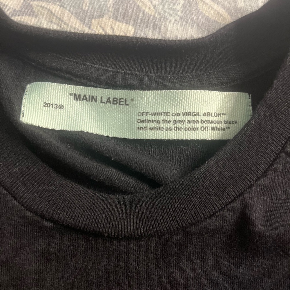 Off-White Virgil Abloh Black Graphic T-Shirt Main Label Back Print Designer Tee - Picture 3 of 16